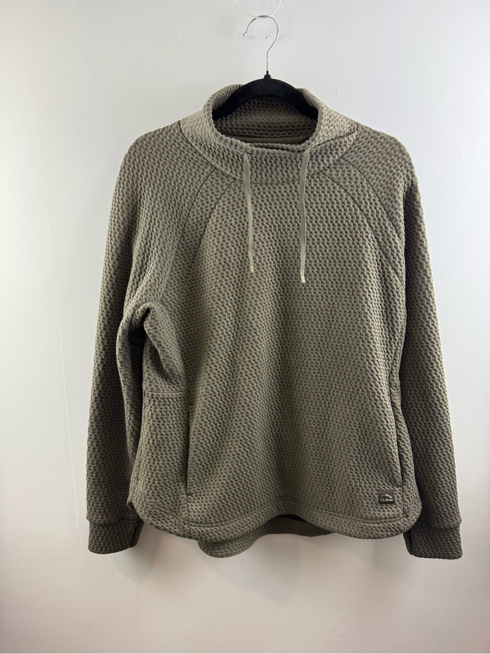 L.L. Bean Ridgeknit Crossneck Cowl Neck Pullover Size L Petite